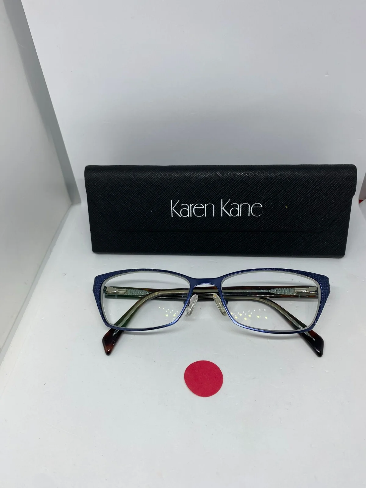 KAREN KANE “BLACKBERRY” Eyeglasses Frame Petite 52-15-135 Navy Blue/Tortoise