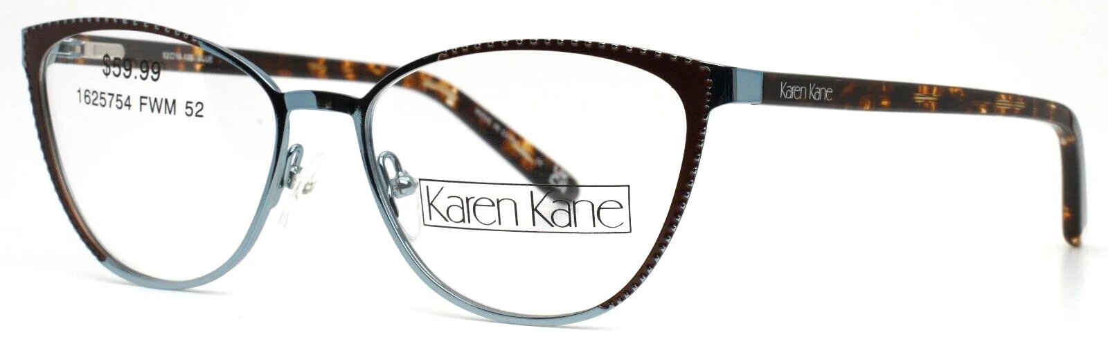 KAREN KANE Filaree Blue Womens Cat Eye Full Rim Eyeglasses 52-16-135 B:39