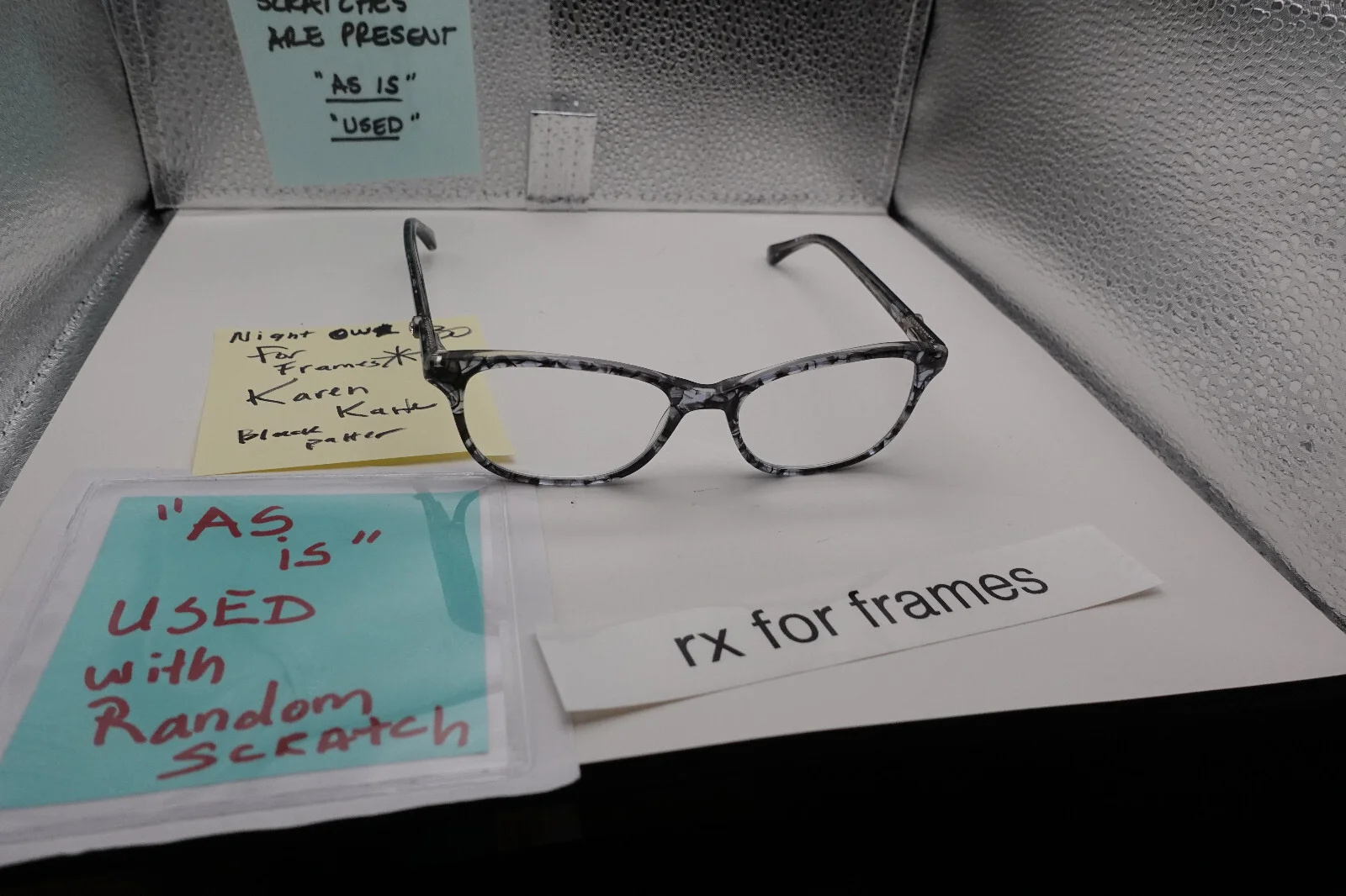Karen Kane Petites Night Owl Black Pattern Plastic Eyeglass Frames 49[] 16 SG 30