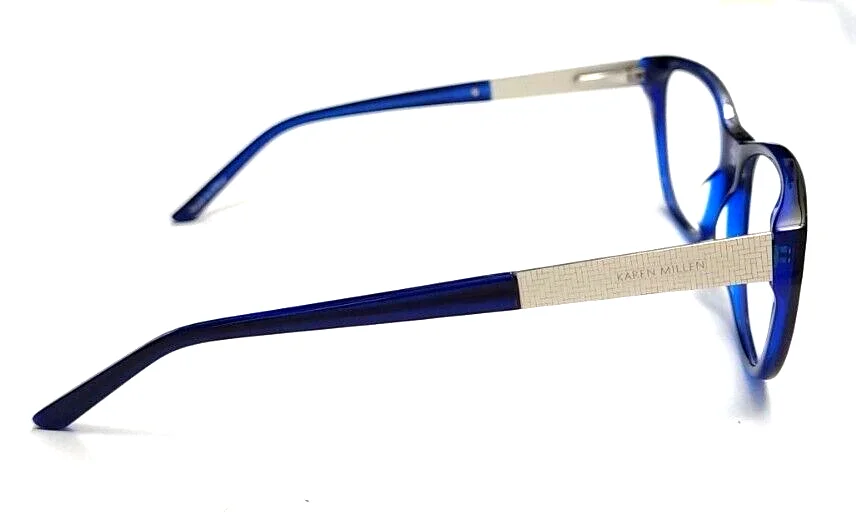 Karen Millen KM736 Crystal Blue Silver Oval Eyeglasses Frame 53-18 140 New 3