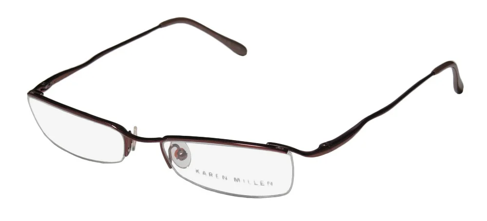 NEW KAREN MILLEN KM0047 EYEGLASS FRAME HALF-RIM DESIGNER METAL 50-17-135 BROWN 3
