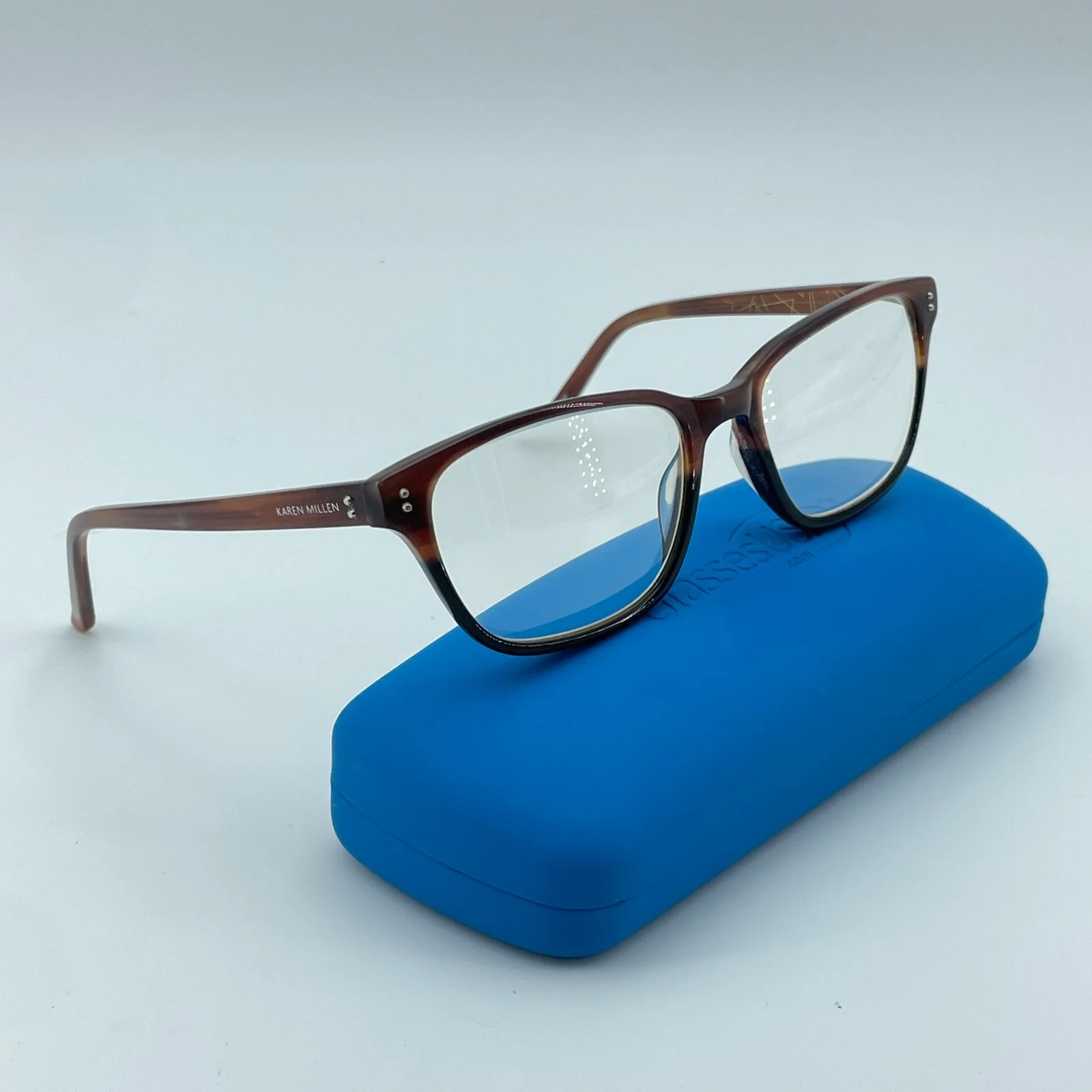 NEW KAREN MILLEN KM0047 EYEGLASS FRAME HALF-RIM DESIGNER METAL 50-17-135 BROWN 3 4