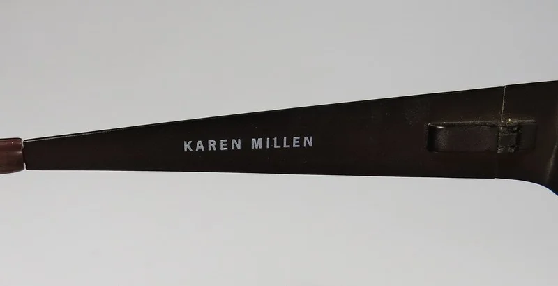 NEW KAREN MILLEN KM0087 EYEGLASS FRAME 2 METAL HALF-RIM BROWLINE BROWN 49-17-135 2
